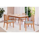 Ver imagem 2 de Conjunto Mesa Ficus 1,30 com 4 Cadeiras Buriti Mdf e Conforto Madeira/off White/linho Cinza