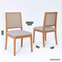 Ver imagem 6 de Conjunto Mesa Ficus 1,30 com 4 Cadeiras Buriti Mdf e Conforto Madeira/off White/linho Cinza