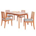 Ver imagem 1 de Conjunto Mesa Ficus 1,30 com 4 Cadeiras Buriti Mdf e Conforto Madeira/off White/linho Cinza