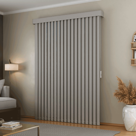 Persiana Vertical em Tecido Blackout com Bando Crisdan Largura 1,50 X 1,30 Altura Cinza