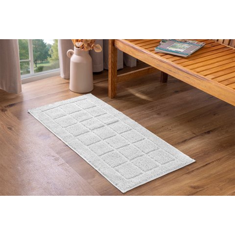 Tapete Athenas Extra Soft Antiderrapante 45x95cm Rozac - Quadrados Branco