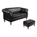 Ver imagem 2 de Sofá Chesterfield Dom Pedro 2 Lugares com Puff - Courissimo Preto