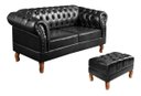 Ver imagem 2 de Sofá Chesterfield Dom Pedro 2 Lugares com Puff - Courissimo Preto