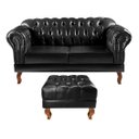 Ver imagem 1 de Sofá Chesterfield Dom Pedro 2 Lugares com Puff - Courissimo Preto
