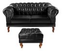 Ver imagem 1 de Sofá Chesterfield Dom Pedro 2 Lugares com Puff - Courissimo Preto