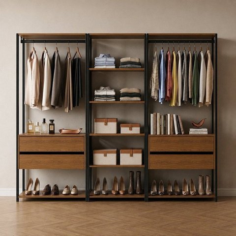 Guarda-Roupas Closet Mod Siena 202cm 4 Gavetas 2 Cabideiros e 7 Prateleiras Yescasa
