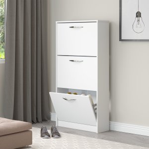 Sapateira com 3 Portas Basculante 127 x 64 Cm MDP Branco 1035 - MENU