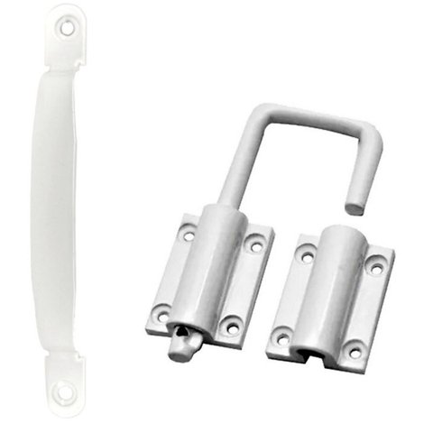 JOGO DE PUXADOR E TRINCO PARA PORTA CAMARÃO 2 PÇS BRANCO