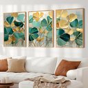 Ver imagem 1 de Kit Quadro Decorativo 3 Telas Flores em Pinceladas Tacolado Moldura Caixa Alta 4,5cm Preta com Vidro