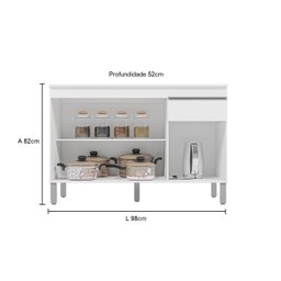 Balcão Gabinete de Pia Isabela 100cm Chocolate/off Wite S/ Tampo - Nathan - 3