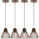 Ver imagem 1 de Kit 4 Pendentes Luminárias de Teto Bivolt Mdf Dital Tiffany Iluminação Decorativa Sala Hall