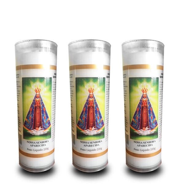 KIT 3 VELA VOTIVA PVC NOSSA SENHORA APARECIDA - 1