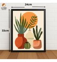 Ver imagem 2 de Quadro Arte Abstrata Vasos, Plantas e Sol 33x24cm com Vidro Preto