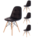 Ver imagem 1 de Kit 4 Cadeiras Eames Eiffel Estofada Botonê 130c Cor:preto