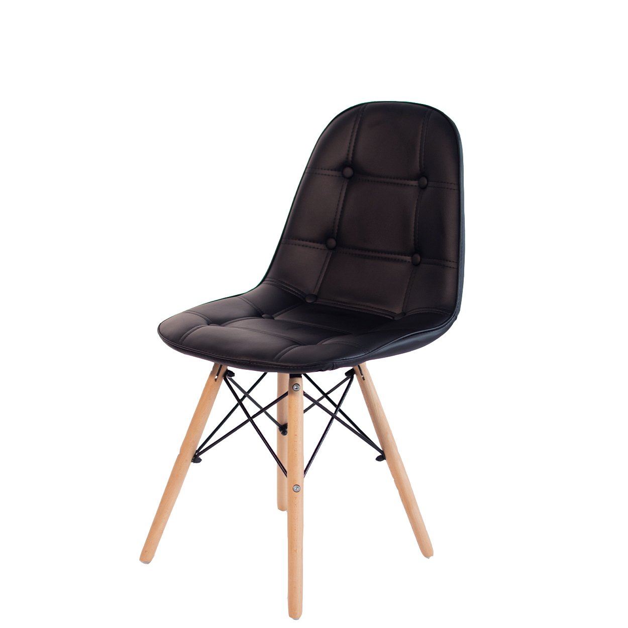 Kit 4 Cadeiras Eames Eiffel Estofada Botonê 130c Cor:preto - 4