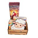 Ver imagem 4 de Cestinha de Páscoa Cordeiro com Chocolates e Jogos Religiosos Inclusos
