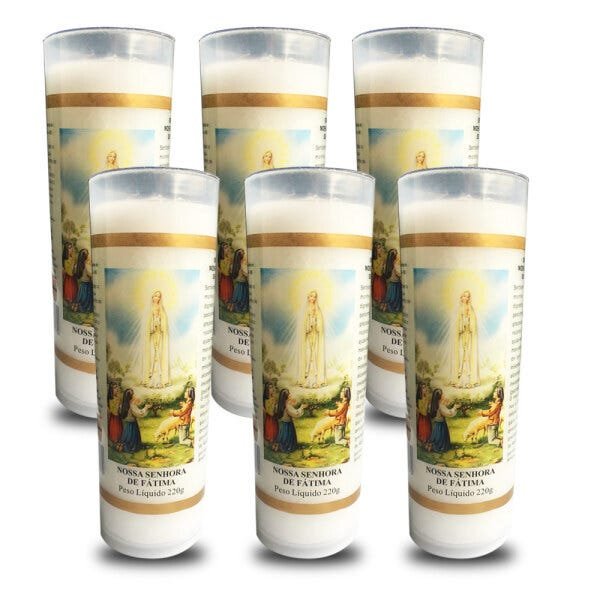KIT 6 VELA VOTIVA PVC NOSSA SENHORA DE FÁTIMA - 1