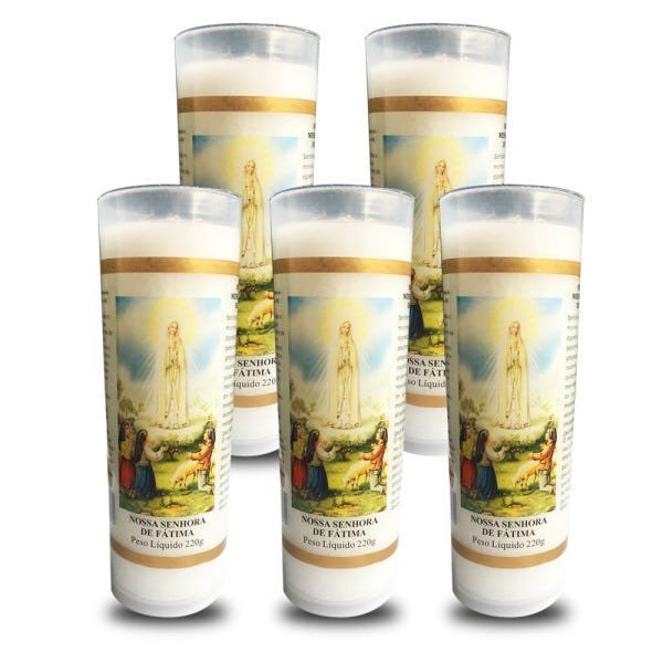 KIT 5 VELA VOTIVA PVC NOSSA SENHORA DE FÁTIMA - 1