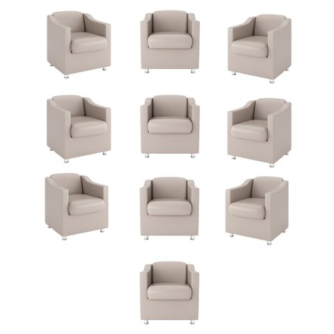 Kit 10 Poltronas Decorativas Consultorio Recepção Sala Cor:Bege