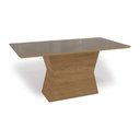 Ver imagem 1 de Mesa de Sala Jantar Tilia + Tampo Madeirado Vidro 160x90cm Freijo/bronze - Kappesberg