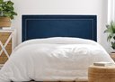 Ver imagem 1 de Cabeceira Casal Reta Luxo 140x60 Suede Azul - Tachas Prata