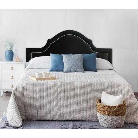 Cabeceira Estofada Provençal Luxo com Tachas - Queen Suede Preto