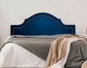 Ver imagem 1 de Cabeceira King Estofada para Cama Box Provençal Luxo 193x60 Suede Azul Marinho - Tachas Prata