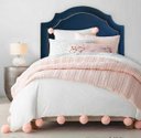 Ver imagem 1 de Cabeceira Solteiro Estofada Provençal Luxo com Tachas - Suede Azul Marinho