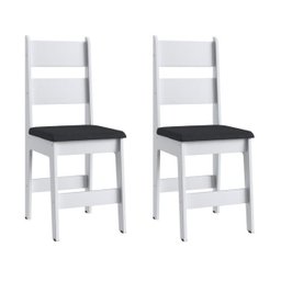 Conjunto Mesa + 4 Cadeiras + Buffet Branco/Preto - Móveis Canção - 6