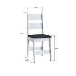 Conjunto Mesa + 4 Cadeiras + Buffet Branco/Preto - Móveis Canção - 9