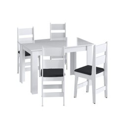Conjunto Mesa + 4 Cadeiras + Buffet Branco/Preto - Móveis Canção - 2