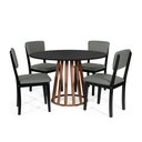 Ver imagem 1 de Mesa de Jantar Redonda Gabi Pret/nor com 4 Cadeiras Estofadas Ella Preto/cinza