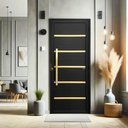 Ver imagem 2 de Porta Pivotante Lambril Premium c/Puxador D. Super Preto Dourado 100 Brimak