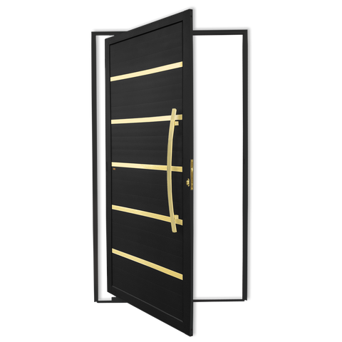 Porta Pivotante Lambril Premium c/Puxador D. Super Preto Dourado 100 Brimak