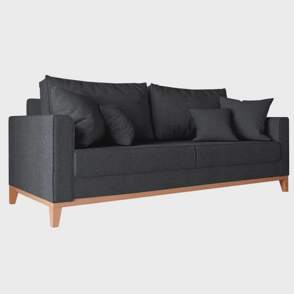 Ver imagem 2 de Sofá Beny 3 Lugares com Base de Madeira Élpis Móveis Linho