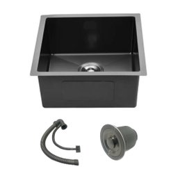 Cuba Cozinha Inox Preta Quadrada Gourmet 40x40 C/ Acessórios - 1