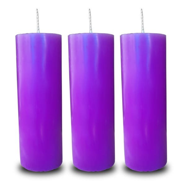 KIT 3 VELAS VOTIVAS 7 SETE DIAS COLORIDA LILÁS - 1