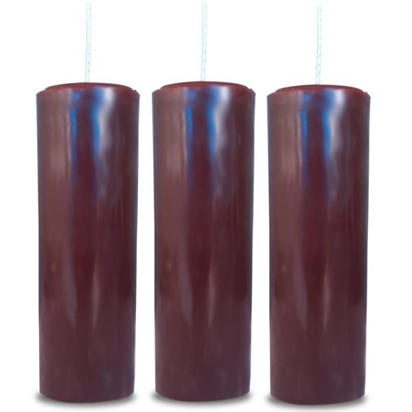 KIT 3 VELAS VOTIVA 7 SETE DIAS COLORIDA MARROM - 1