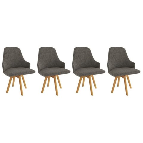 Cadeira Jantar Suria 1c002ca Premium Madeira Maciça Kit 4 Un Carvalho/linho Escuro Kappesberg
