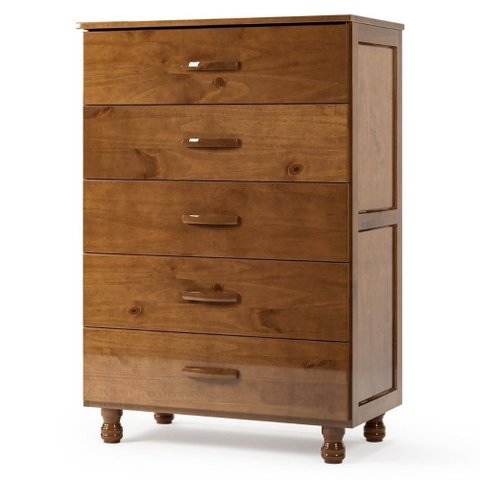 Cômoda Quarto 81cm Madeira Pinus 5 Gavetas Carl Imbuia Z25 - Mpozenato