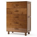 Ver imagem 1 de Cômoda Quarto 81cm Madeira Pinus 5 Gavetas Carl Imbuia Z25 - Mpozenato