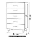 Ver imagem 2 de Cômoda Quarto 81cm Madeira Pinus 5 Gavetas Carl Imbuia Z25 - Mpozenato