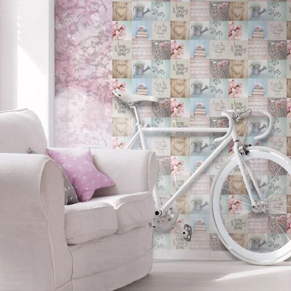 Papel de Parede Floral + Cola Para Aplicação - Coleção Free Style - FL39103 - 2