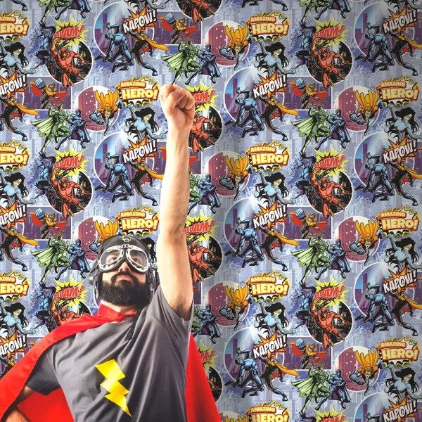 Papel de Parede Heróis + Cola Para Aplicação - Coleção Free Style - L31501 - 2