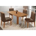 Ver imagem 1 de Conjunto: Mesa de Cozinha Pietá Tampo Curvo 120cm+4 Cadeiras Maldivas Madeira Naturale/off White -