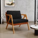Ver imagem 2 de Kit 02 Poltronas Decorativas Sala Estar Pietra L02 Couríssimo Camel Linho Chumbo - Lyam Decor