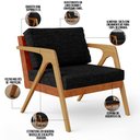 Ver imagem 4 de Kit 02 Poltronas Decorativas Sala Estar Pietra L02 Couríssimo Camel Linho Chumbo - Lyam Decor