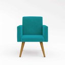 Ver imagem 6 de Kit 02 Poltronas Decorativas + Puff Decorativo Redondo Sala Cor:azul Turquesa