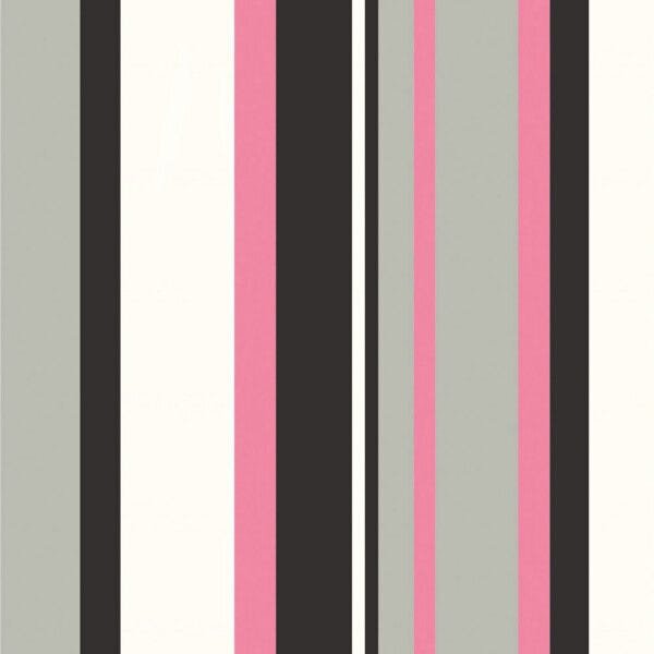 Papel de Parede Listrado Rosa e Cinza Vinilico Lavável+ Cola para Aplicação - 3