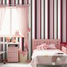 Papel de Parede Listrado Rosa e Cinza Vinilico Lavável+ Cola para Aplicação - 1
